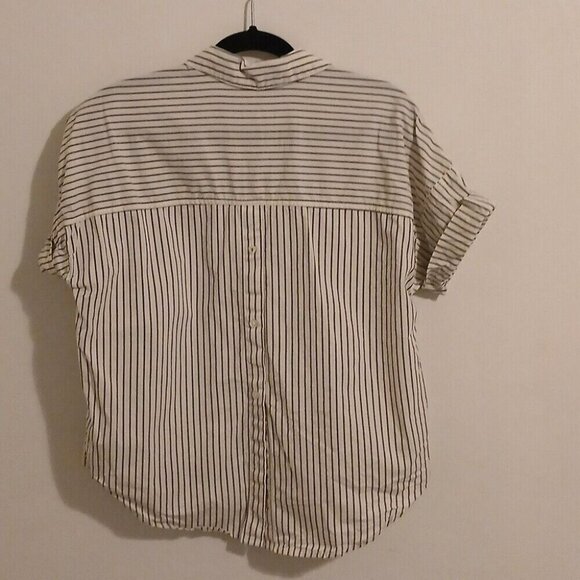 EV1 Cream Stripe Tunic Blouse Size Small - Picture 3 of 7